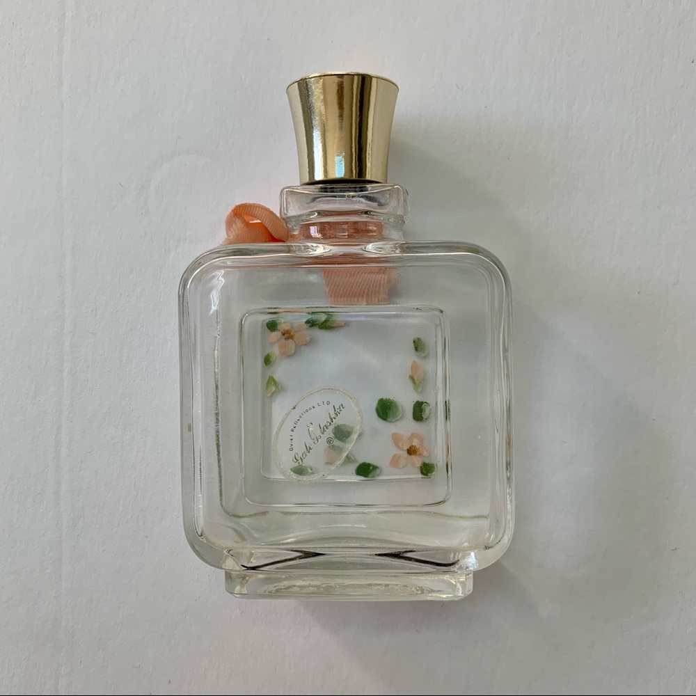 Hand painted peach flowers perfume bottle by Gale Blashka Guilt Reflections - Picture 4 of 12